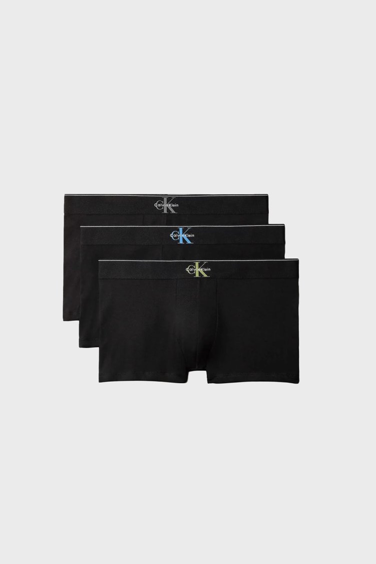 Calvin Klein Pamuklu Logolu 3 Pack LV00NB4472GUV Erkek Boxer LV00NB4472 GUV Siyah - Calvin Klein