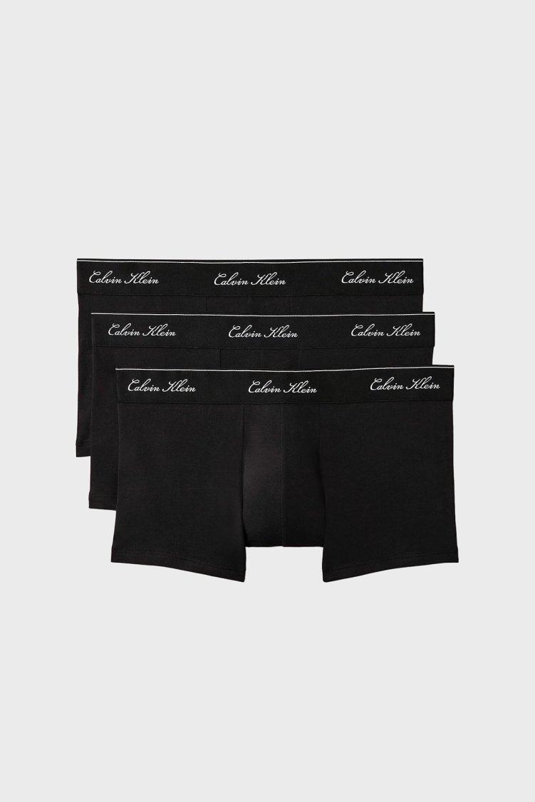 Calvin Klein Pamuklu Logolu 3 Pack LV00NB46074KJ Erkek Boxer LV00NB4607 4KJ Siyah - Calvin Klein