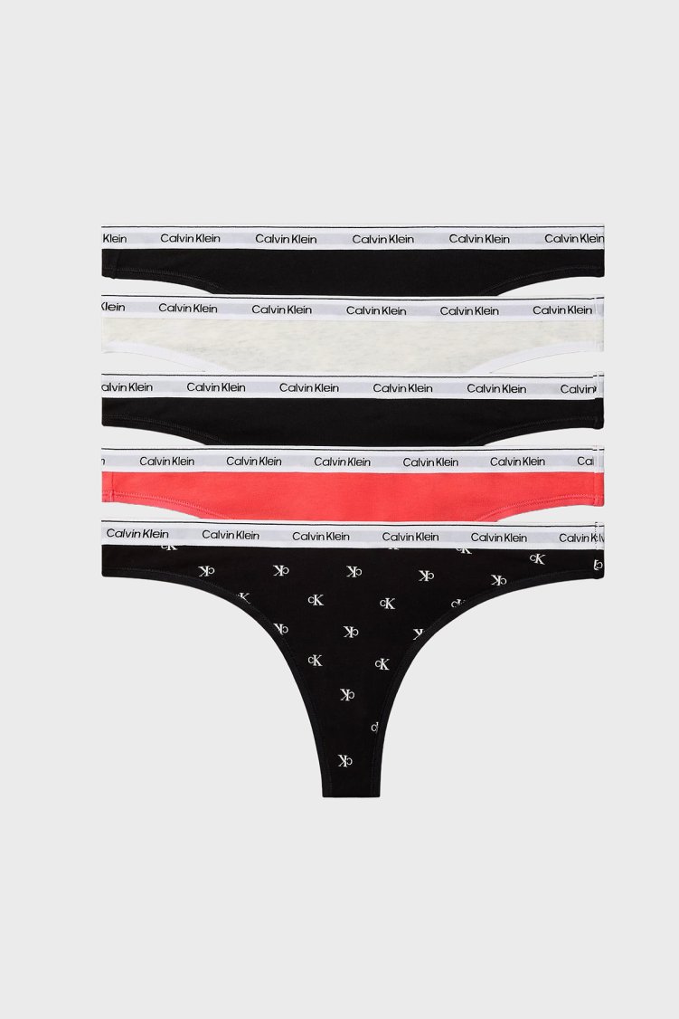 Calvin Klein Pamuklu Logolu 5 Pack LV00QD52213IX Bayan Külot LV00QD5221 3IX Siyah-Pembe-Beyaz - Calvin Klein