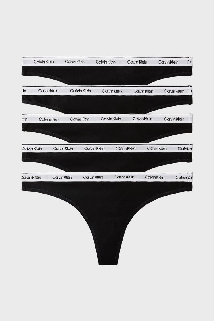 Calvin Klein Pamuklu Logolu 5 Pack LV00QD5221UB1 Bayan Külot LV00QD5221 UB1 SİYAH - Calvin Klein
