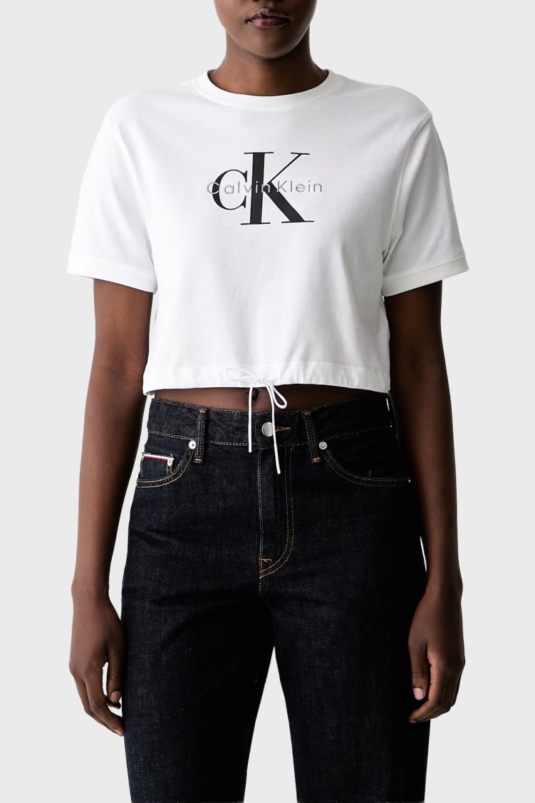 Calvin Klein Pamuklu Logolu Regular Fit Bisiklet Yaka LV047G288GYAF Kadın T Shirt LV047G288G YAF BEYAZ - Calvin Klein