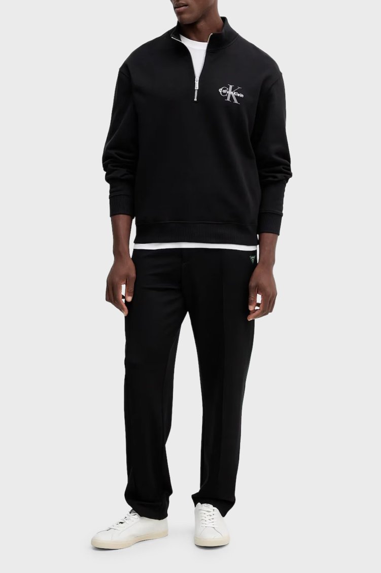 Calvin Klein Pamuklu Loose Fit Yarım Fermuarlı Dik Yaka LV04RD244GUB1 Erkek Sweat LV04RD244G UB1 SİYAH - Calvin Klein (1)