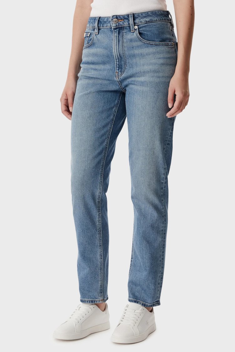 Calvin Klein Pamuklu Mom Fit Normal Bel Jeans LV047F951GX8B Kadın Kot Pantolon LV047F951G X8B MAVİ - Calvin Klein