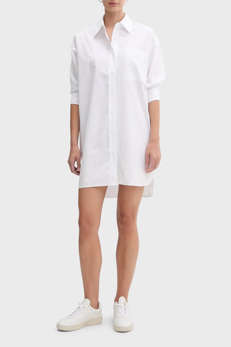 Calvin Klein Pamuklu Oversize Fit Cepli Mini Gömlek LV047C022GYAA Bayan Elbise LV047C022G YAA BEYAZ - Calvin Klein (1)
