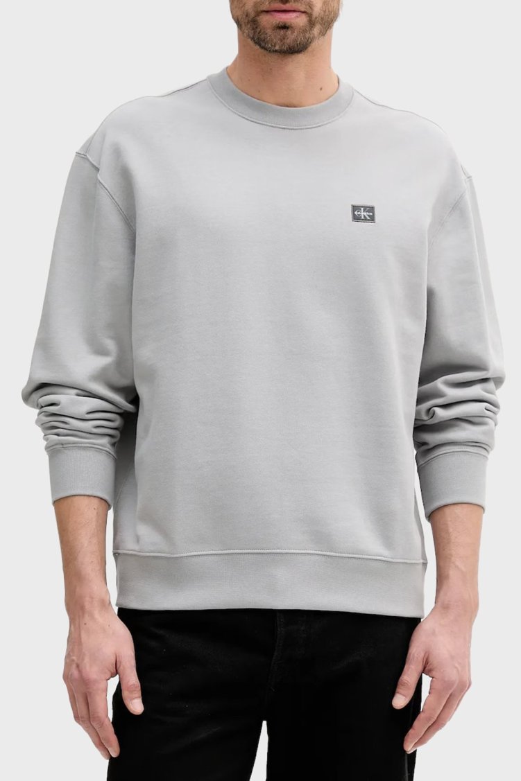 Calvin Klein Pamuklu Regular Fit Bisiklet Yaka Logolu LV04RC273GRO2 Erkek Sweat LV04RC273G RO2 GRİ - Calvin Klein