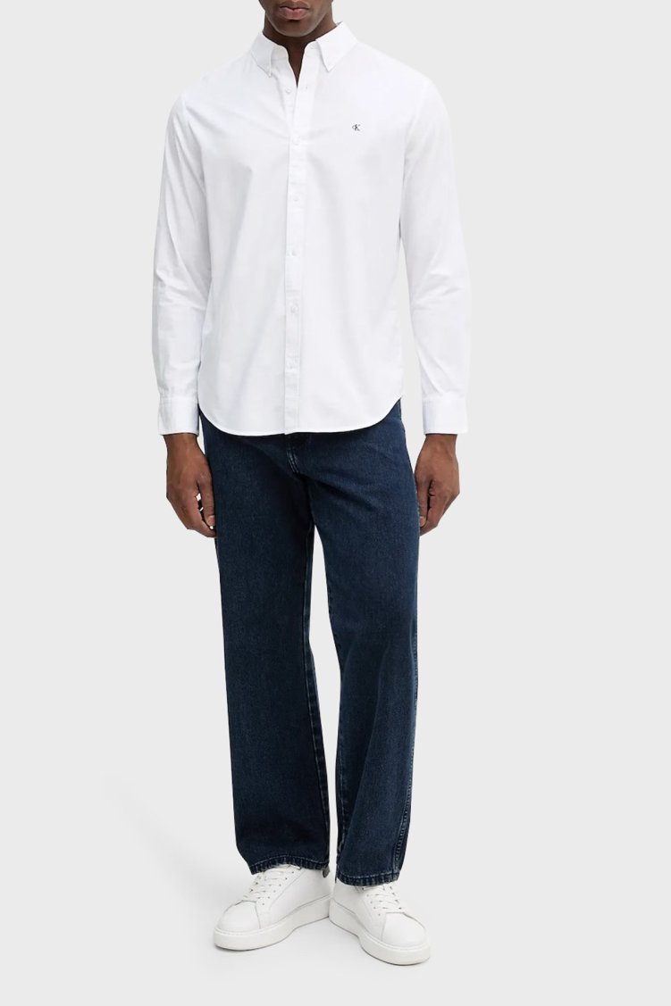 Calvin Klein Pamuklu Regular Fit Düğmeli Yaka Uzun Kollu LV140EM125YAA Erkek Gömlek LV140EM125 YAA BEYAZ - Calvin Klein (1)