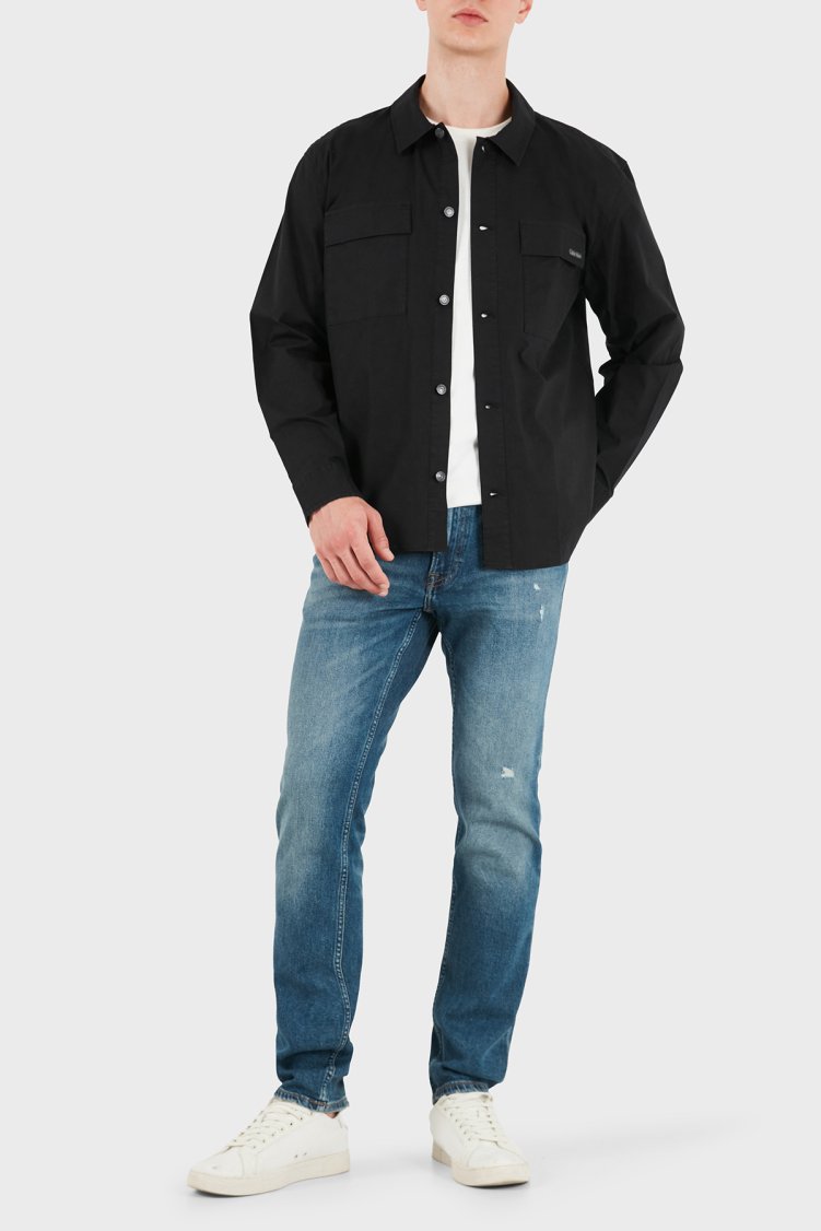 Calvin Klein Pamuklu Regular Fit Göğüs Cepli LV04RG117GUB1 Erkek Gömlek LV04RG117G UB1 Siyah - Calvin Klein (1)
