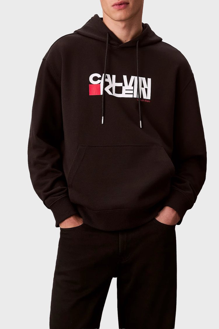 Calvin Klein Pamuklu Regular Fit Kapüşonlu Logolu LV04RD258GUB1 Erkek Sweat LV04RD258G UB1 SİYAH - Calvin Klein