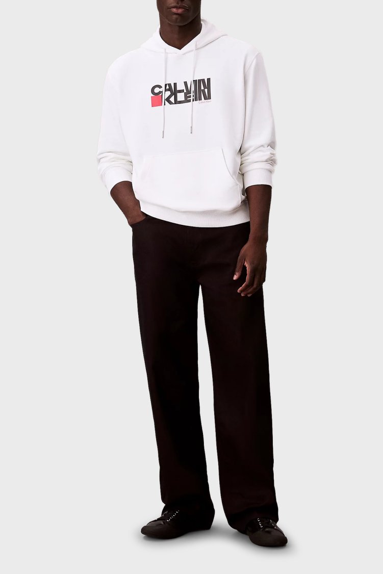 Calvin Klein Pamuklu Regular Fit Kapüşonlu Logolu LV04RD258GYAF Erkek Sweat LV04RD258G YAF BEYAZ - Calvin Klein (1)
