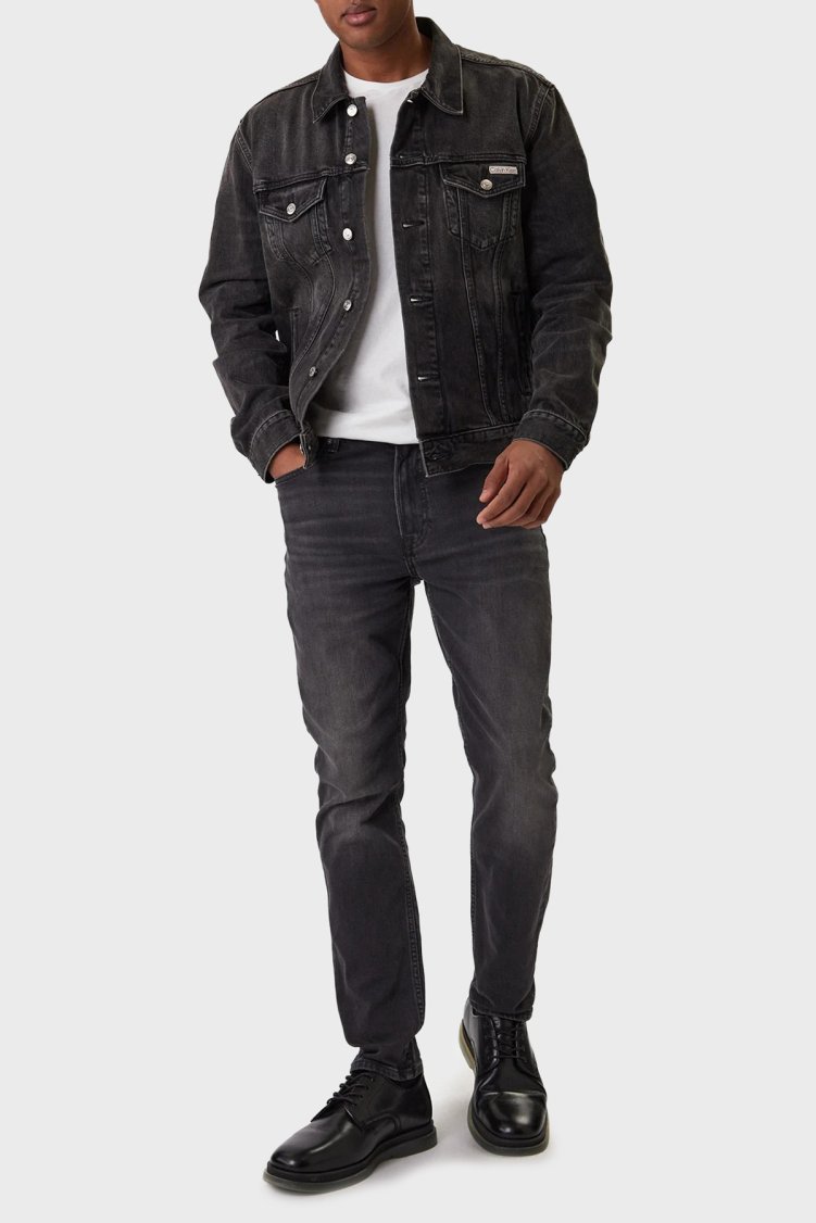 Calvin Klein Pamuklu Regular Fit Klasik Yaka LV04RE765G2U4 Erkek Kot Ceket LV04RE765G 2U4 SİYAH - Calvin Klein (1)