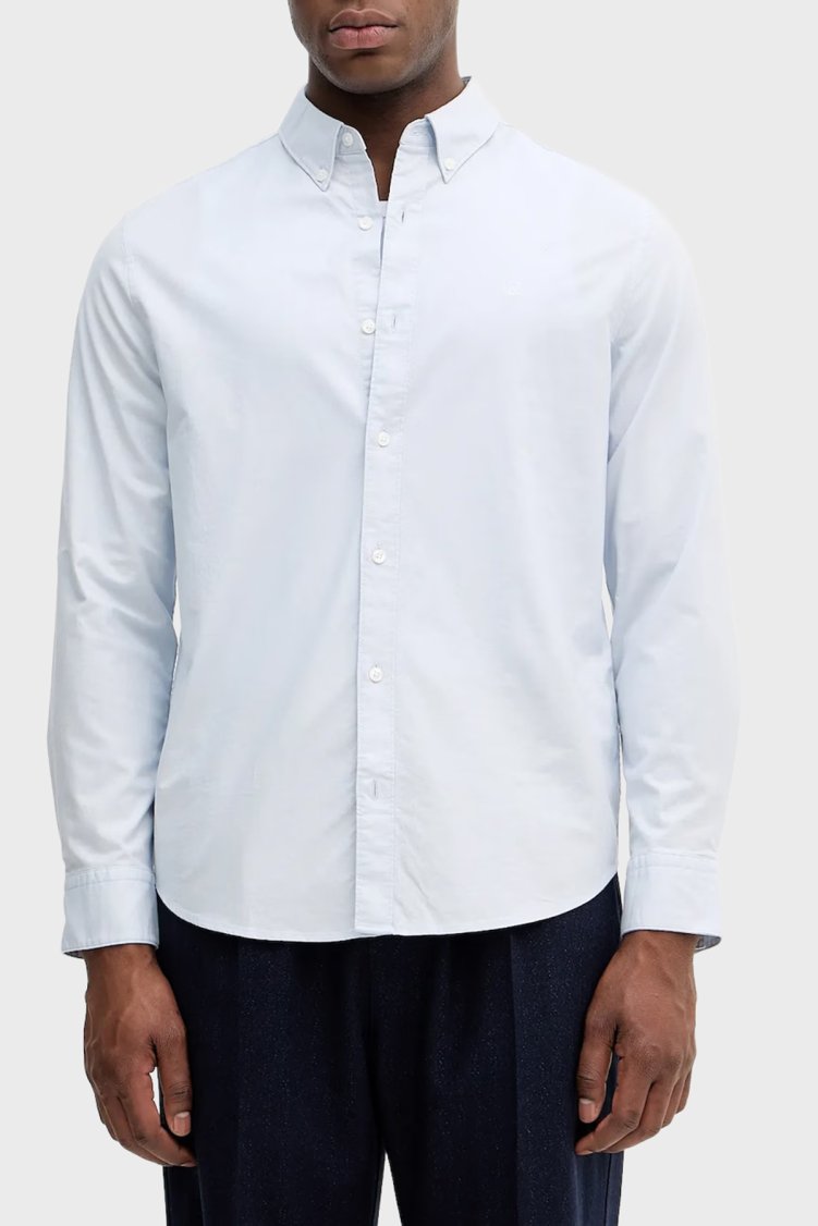 Calvin Klein Pamuklu Regular Fit Klasik Yaka Uzun Kollu LV140EM125CIQ Erkek Gömlek LV140EM125 CIQ MAVİ - Calvin Klein