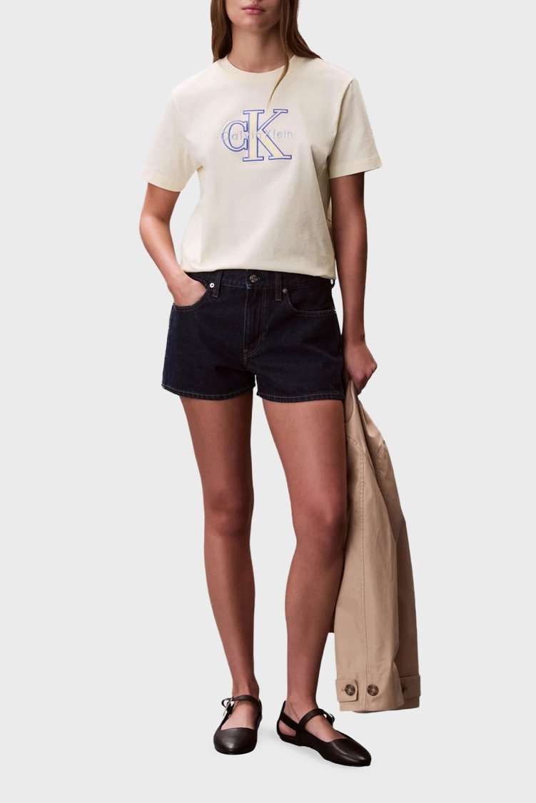 Calvin Klein Pamuklu Regular Fit Logolu Bisiklet Yaka LV047F829GF7J Kadın T Shirt LV047F829G F7J BEYAZ - Calvin Klein (1)