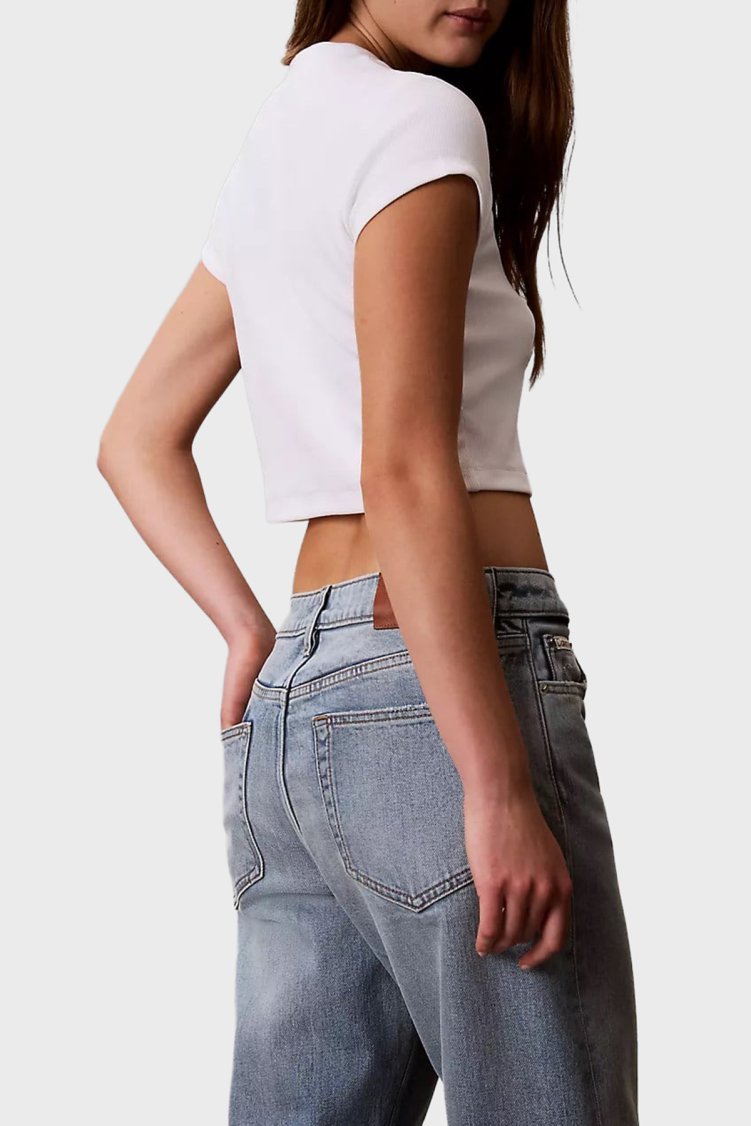 Calvin Klein Pamuklu Regular Fit Logolu Bisiklet Yaka LV047G828GYAF Kadın T Shirt LV047G828G YAF BEYAZ - Calvin Klein (1)