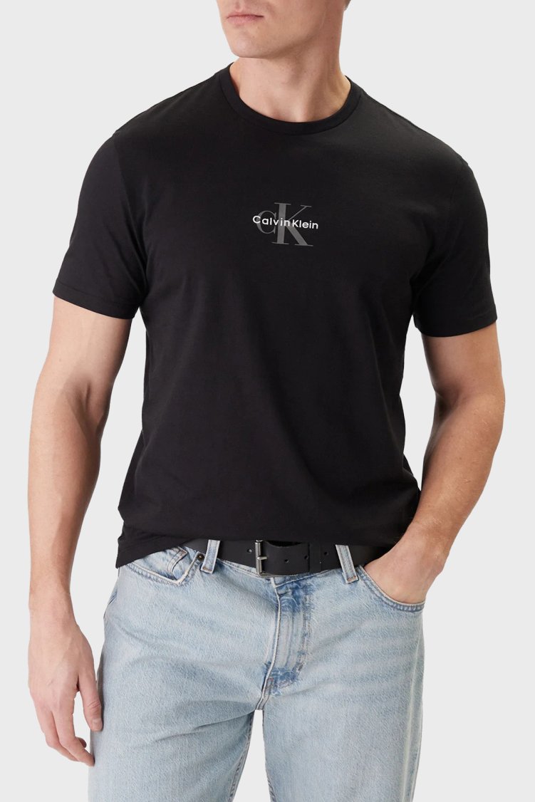 Calvin Klein Pamuklu Regular Fit Logolu Bisiklet Yaka LV04RB866GUB1 Erkek T Shirt LV04RB866G UB1 Siyah - Calvin Klein