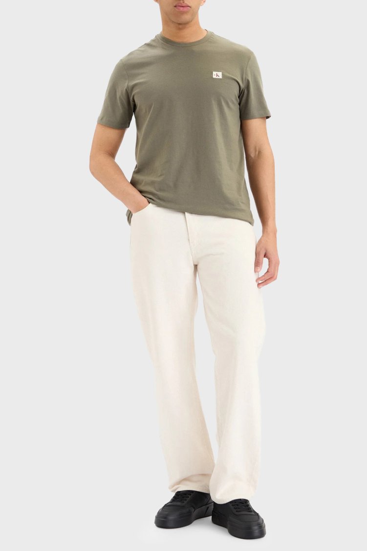 Calvin Klein Pamuklu Regular Fit Logolu Bisiklet Yaka LV04RC272GLDY Erkek T Shirt LV04RC272G LDY Haki - Calvin Klein (1)