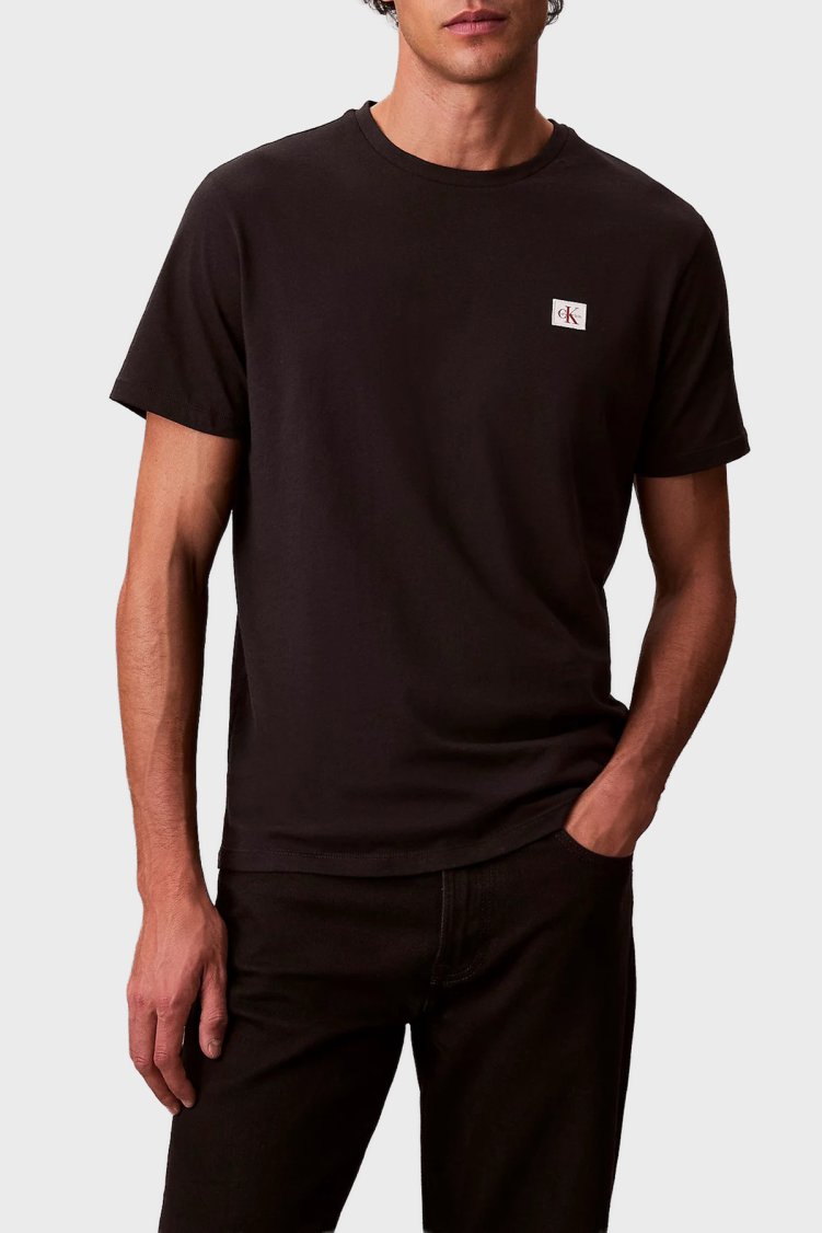 Calvin Klein Pamuklu Regular Fit Logolu Bisiklet Yaka LV04RC272GUB1 Erkek T Shirt LV04RC272G UB1 SİYAH - Calvin Klein