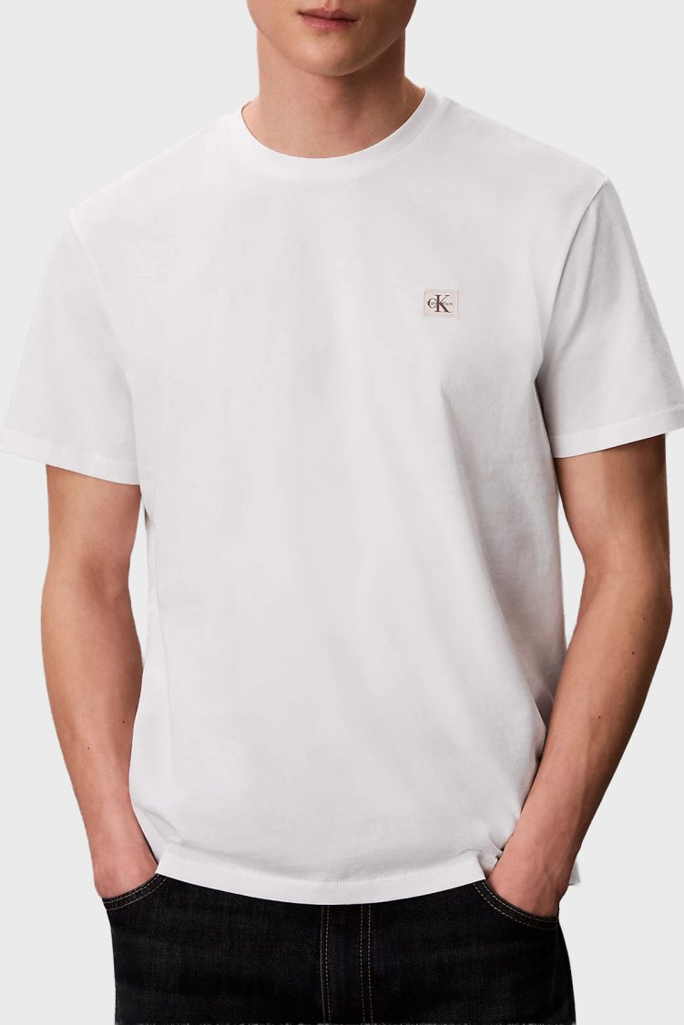Calvin Klein Pamuklu Regular Fit Logolu Bisiklet Yaka LV04RC272GYAF Erkek T Shirt LV04RC272G YAF BEYAZ - Calvin Klein