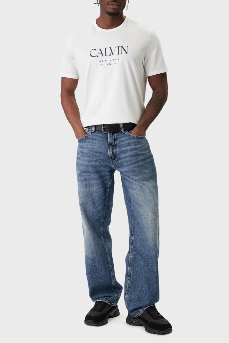 Calvin Klein Pamuklu Regular Fit Logolu Bisiklet Yaka LV04RE807GYAA Erkek T Shirt LV04RE807G YAA Beyaz - Calvin Klein (1)