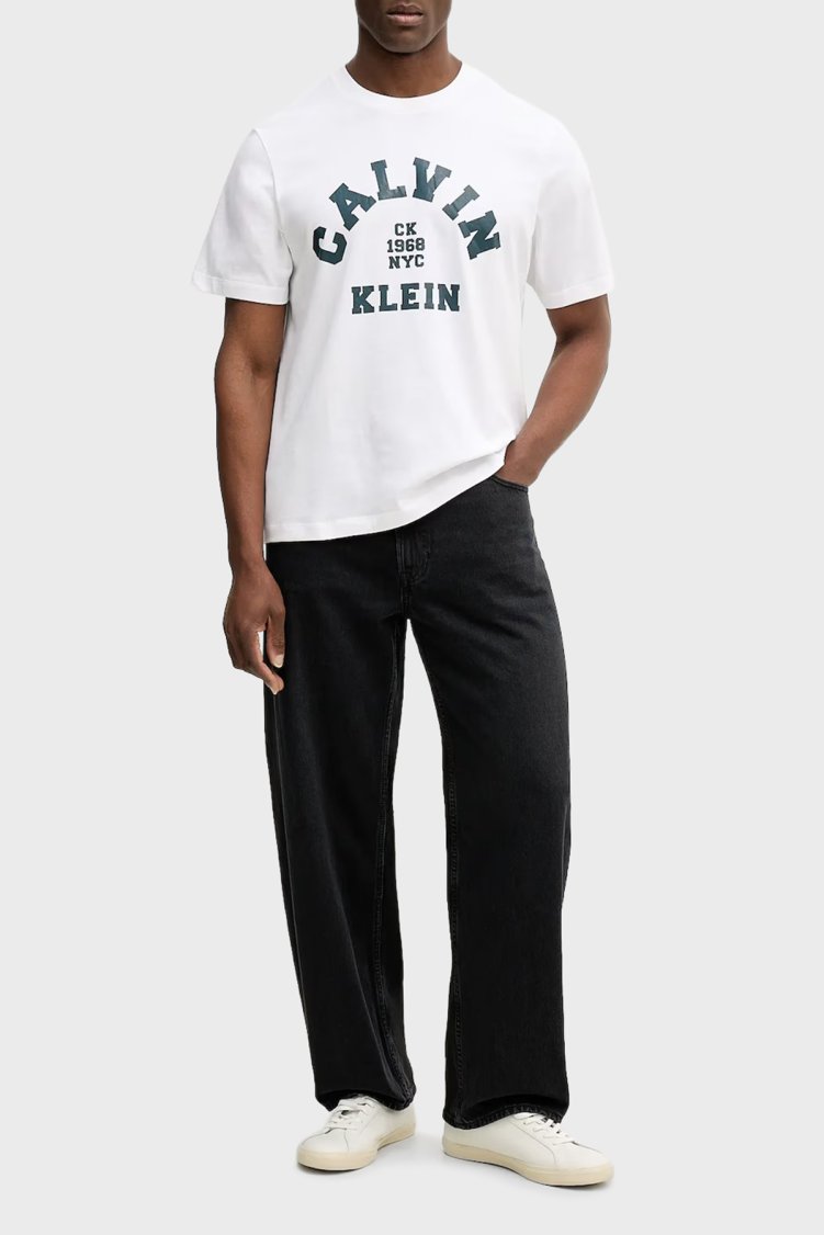 Calvin Klein Pamuklu Regular Fit Logolu Bisiklet Yaka LV04RE810GYAA Erkek T Shirt LV04RE810G YAA Beyaz - Calvin Klein (1)