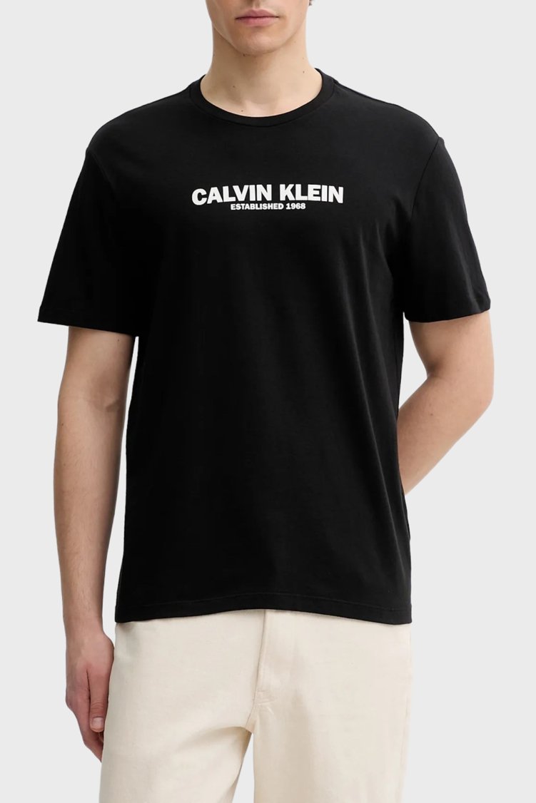 Calvin Klein Pamuklu Regular Fit Logolu Bisiklet Yaka LV04RE820GUB1 Erkek T Shirt LV04RE820G UB1 Siyah - Calvin Klein