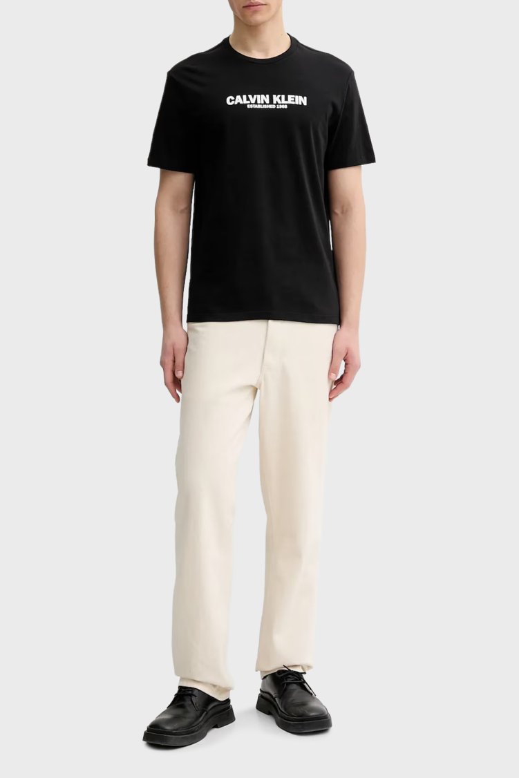 Calvin Klein Pamuklu Regular Fit Logolu Bisiklet Yaka LV04RE820GUB1 Erkek T Shirt LV04RE820G UB1 Siyah - Calvin Klein (1)