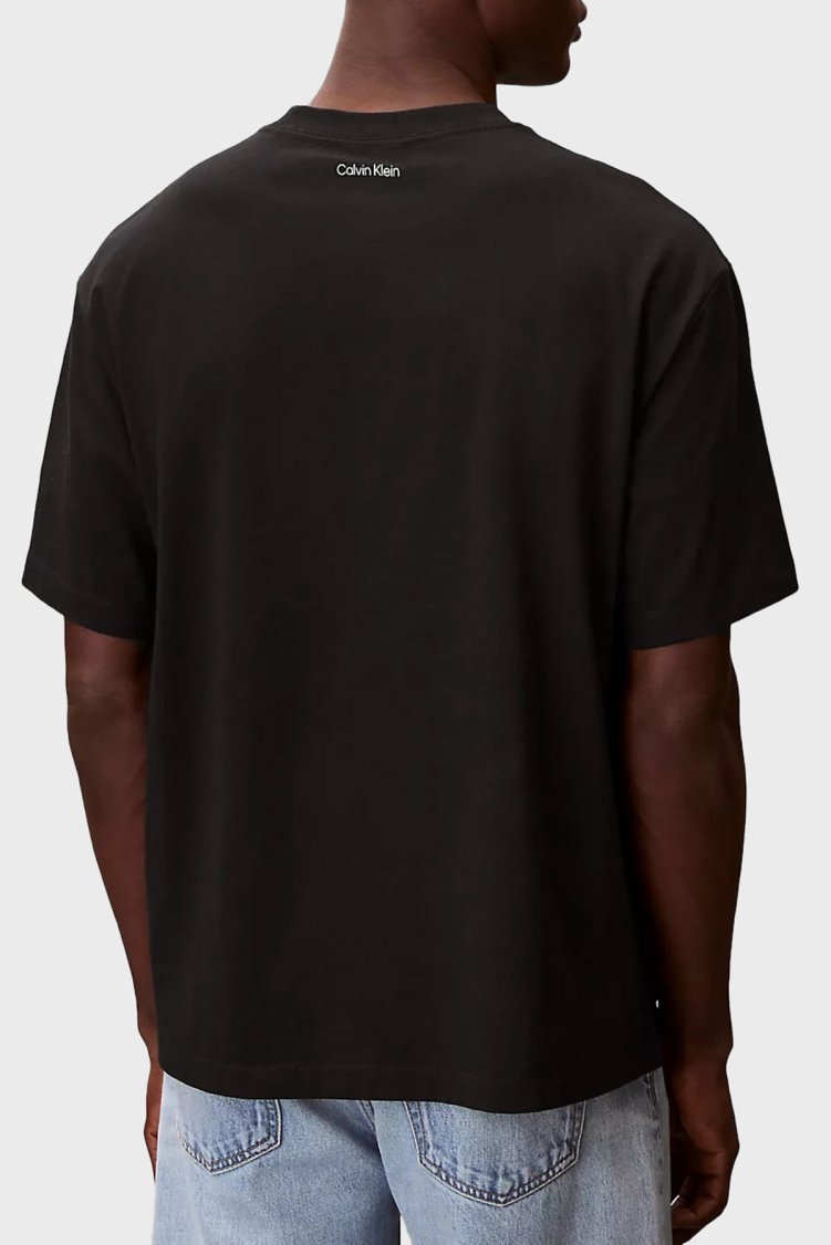 Calvin Klein Pamuklu Regular Fit Logolu Bisiklet Yaka LV04RF818GUB1 Erkek T Shirt LV04RF818G UB1 SİYAH - Calvin Klein (1)