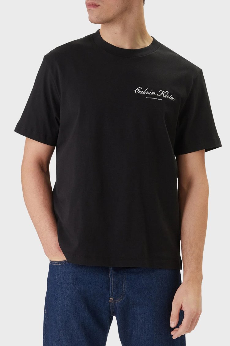 Calvin Klein Pamuklu Regular Fit Logolu Bisiklet Yaka LV04RF822GUB1 Erkek T Shirt LV04RF822G UB1 SİYAH - Calvin Klein