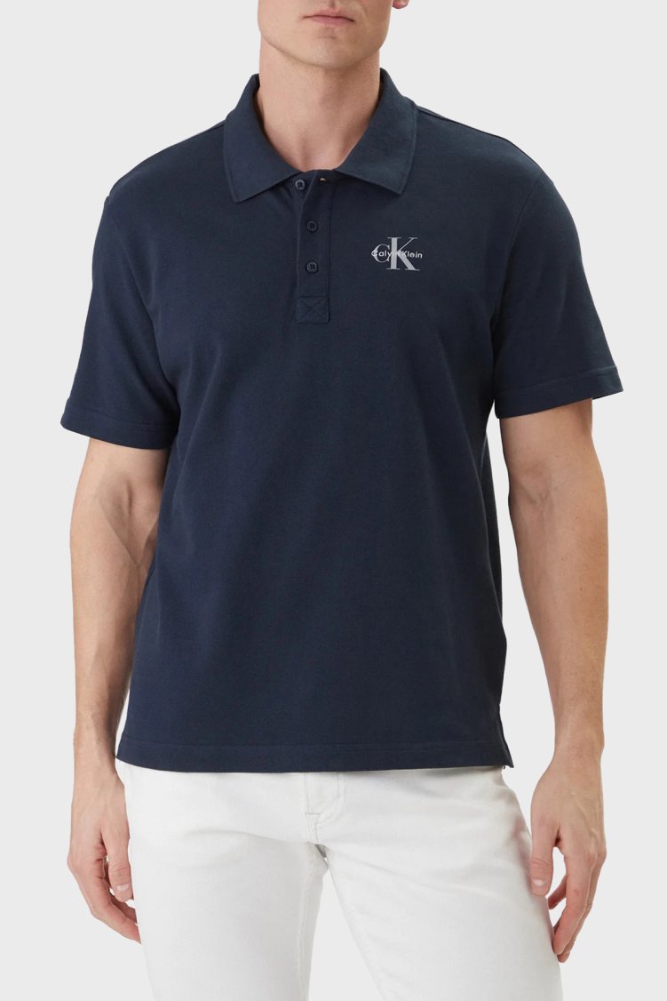 Calvin Klein Pamuklu Regular Fit Logolu Düğmeli LV04RF209GCEF Erkek Polo LV04RF209G CEF LACİVERT - Calvin Klein