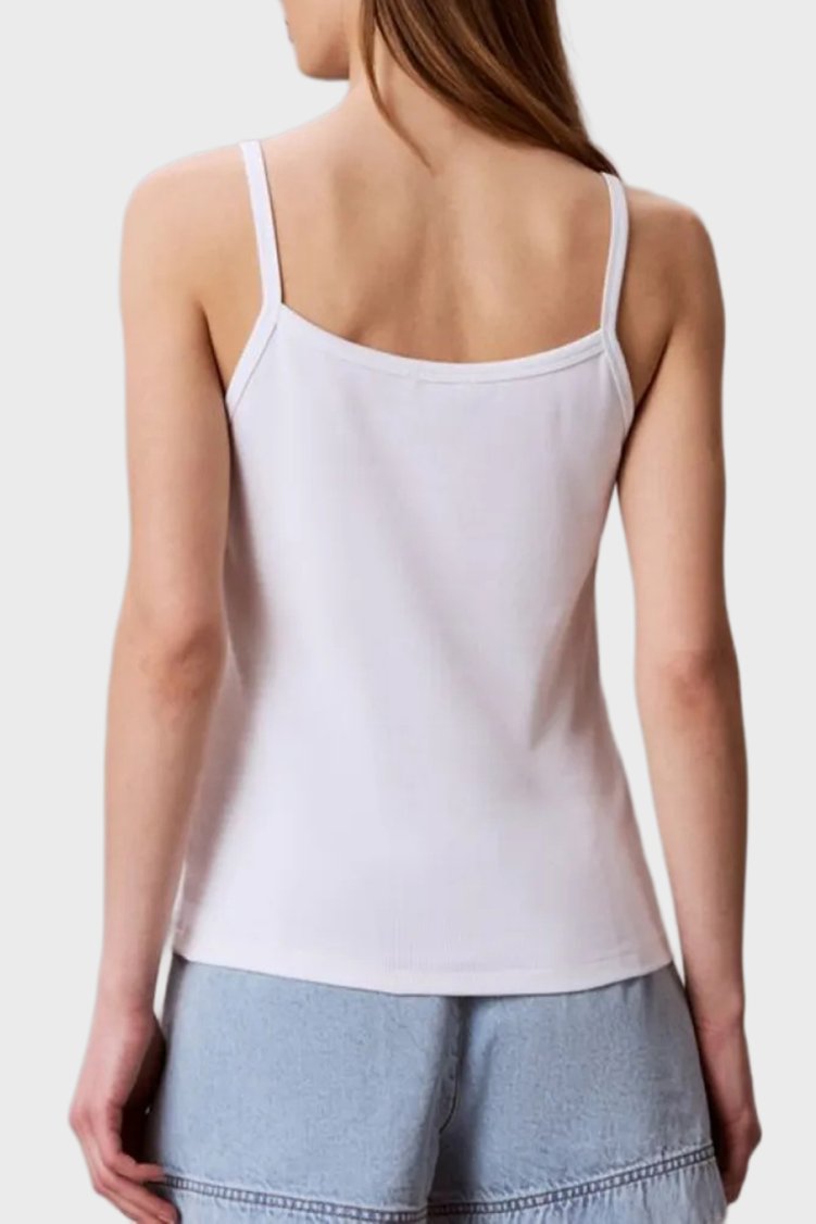 Calvin Klein Pamuklu Regular Fit Logolu Kare Yaka İp Askılı LV047G208GYAF Kadın Top LV047G208G YAF BEYAZ - Calvin Klein (1)