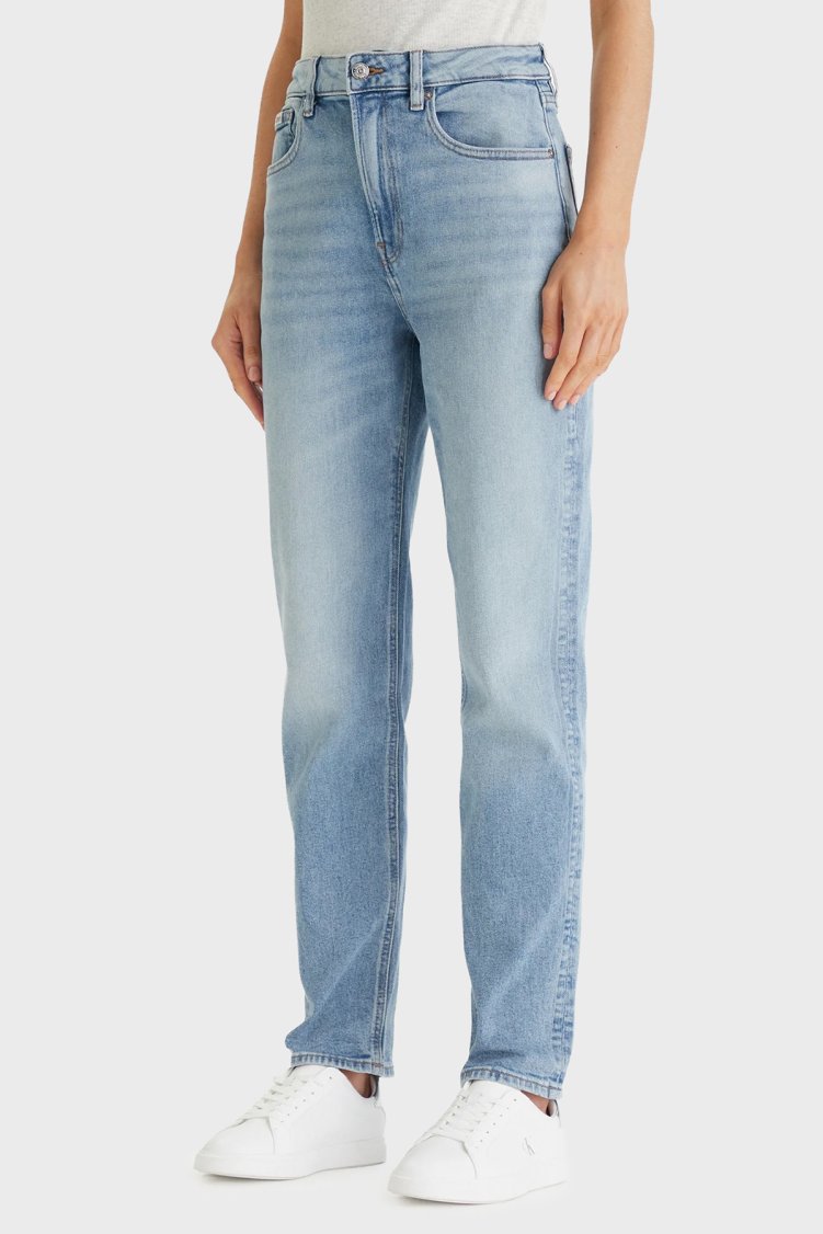 Calvin Klein Pamuklu Regular Fit Normal Bel Jeans LV047F670G1XS Bayan Kot Pantolon LV047F670G 1XS MAVİ - Calvin Klein