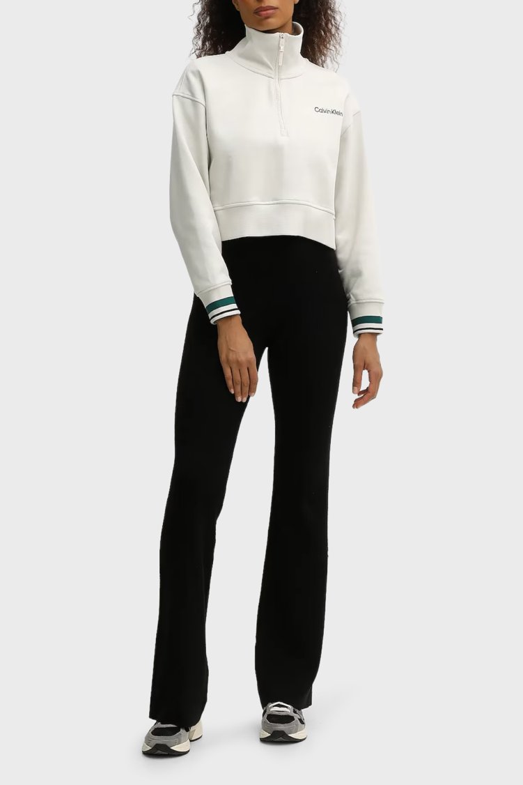 Calvin Klein Pamuklu Regular Fit Yarım Fermuarlı Dik Yaka LVGWF5W31067U Bayan Sweat LVGWF5W310 67U EKRU - Calvin Klein (1)