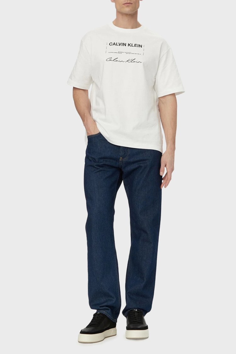 Calvin Klein Pamuklu Relaxed Fit Baskılı Bisiklet Yaka LV04RE827GYAF Erkek T Shirt LV04RE827G YAF BEYAZ - Calvin Klein (1)