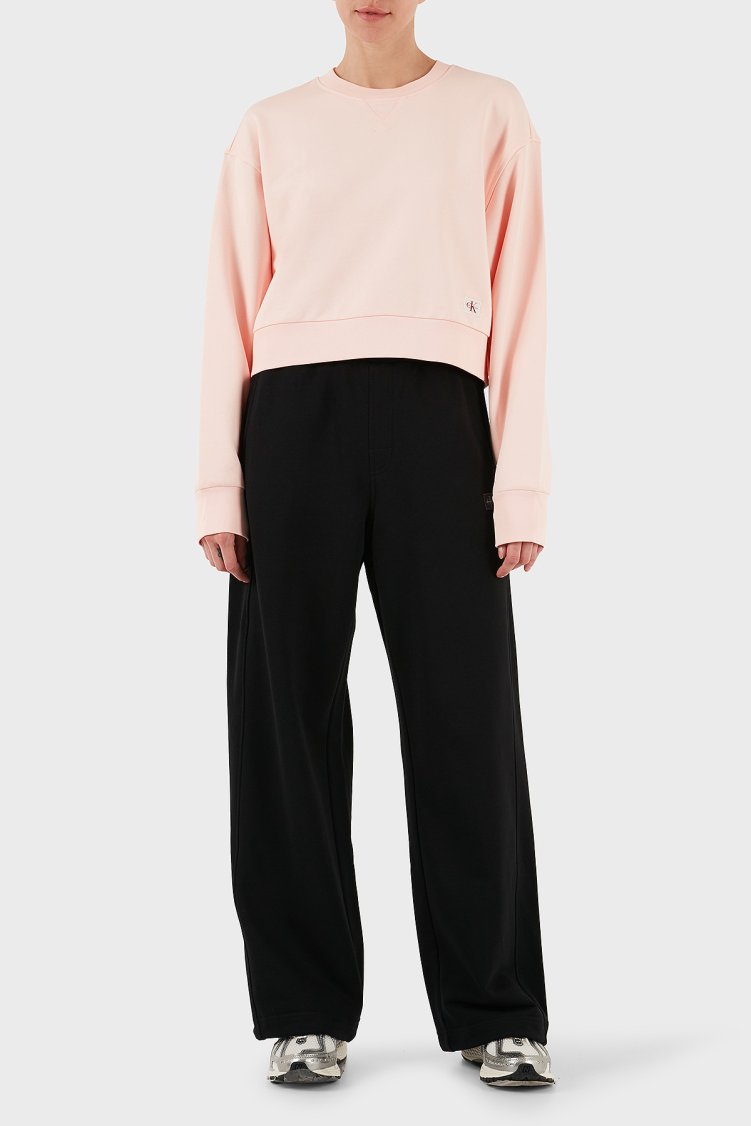 Calvin Klein Pamuklu Relaxed Fit Bisiklet Yaka Crop LV047C911GVI7 Bayan Sweat LV047C911G VI7 AÇIK PEMBE - Calvin Klein (1)