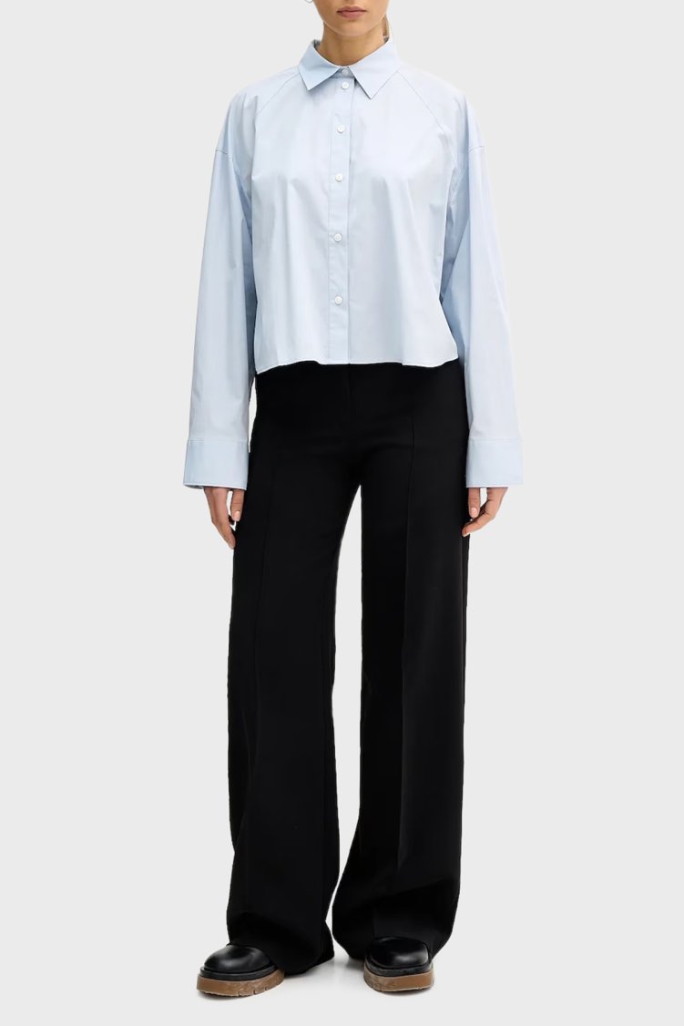 Calvin Klein Pamuklu Relaxed Fit Klasik Yaka Kısa LV047C141G24Q Bayan Gömlek LV047C141G 24Q AÇIK MAVİ - Calvin Klein (1)