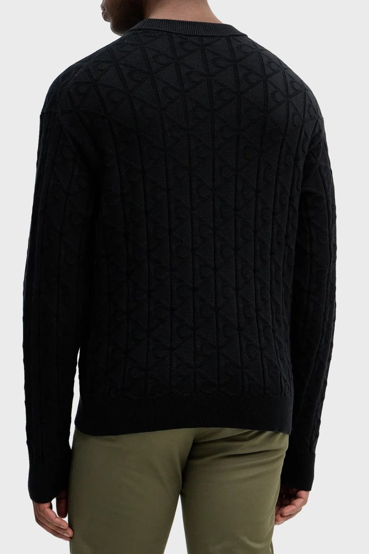 Calvin Klein Pamuklu Relaxed Fit Tamamı Logolu LV04RE301GUB1 Erkek Kazak LV04RE301G UB1 SİYAH - Calvin Klein (1)