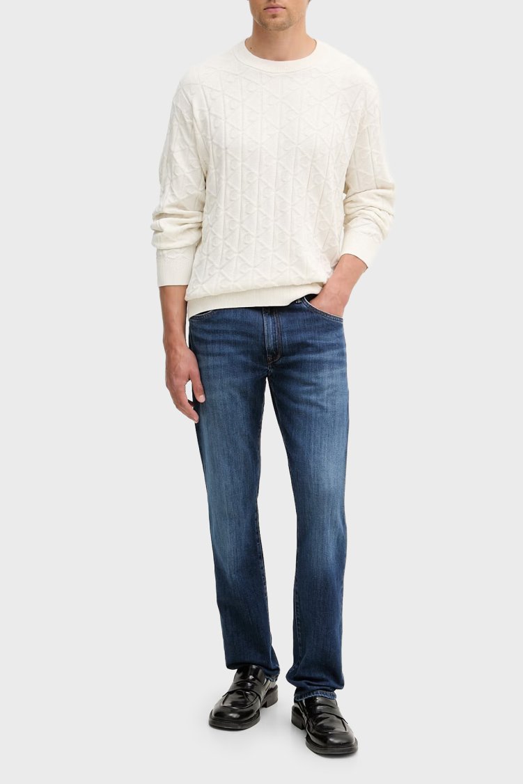 Calvin Klein Pamuklu Relaxed Fit Tamamı Logolu LV04RE301GYAS Erkek Kazak LV04RE301G YAS KREM - Calvin Klein (1)