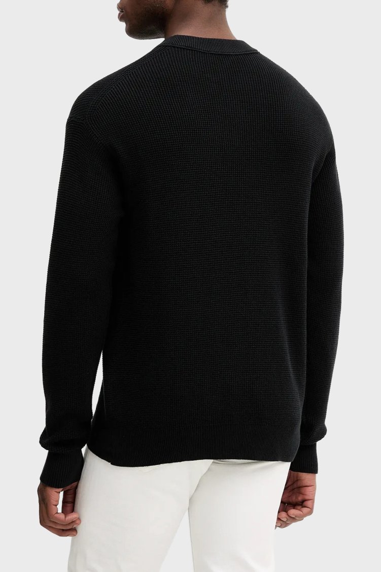 Calvin Klein Pamuklu Relaxed Fit Waffle LV04RD313GUB1 Erkek Kazak LV04RD313G UB1 SİYAH - Calvin Klein (1)