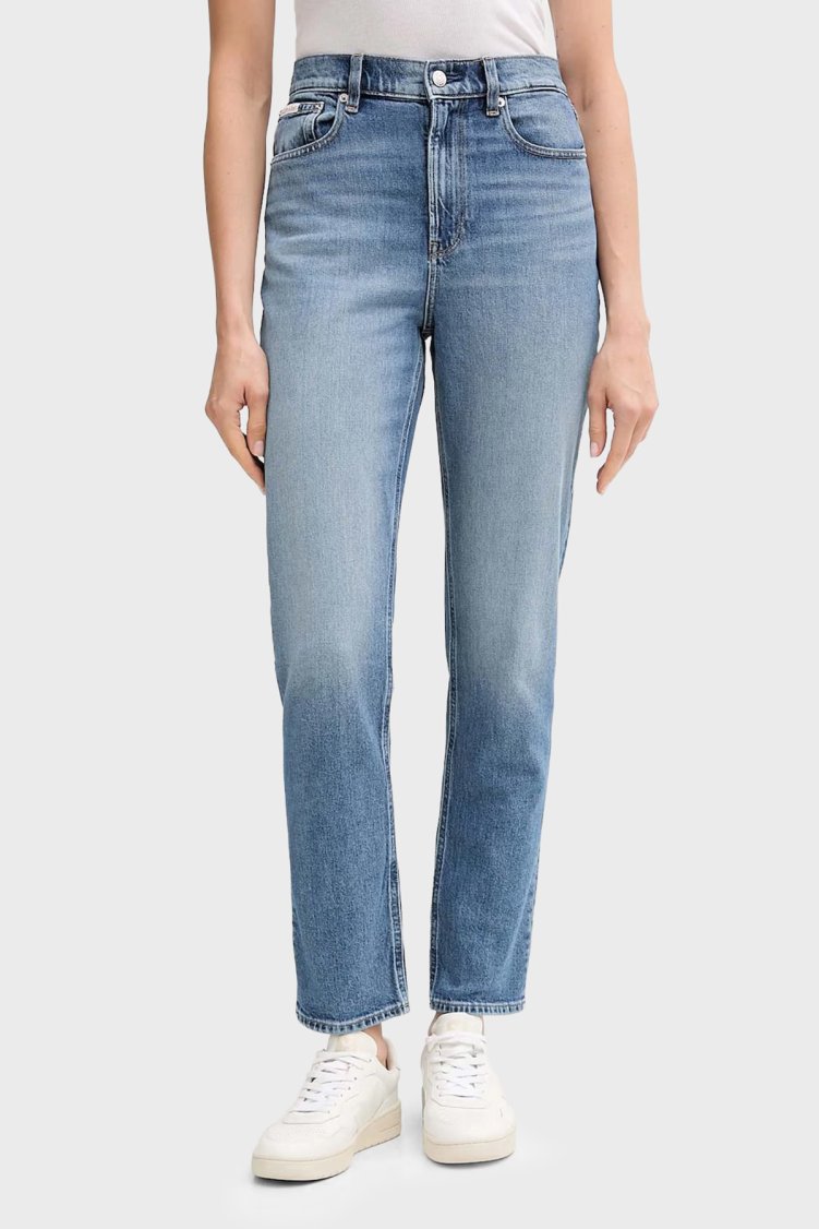 Calvin Klein Pamuklu Relaxed Fit Yüksek Bel Daralan Paça Jeans LV047D841G30N Bayan Kot Pantolon LV047D841G 30N MAVİ - Calvin Klein