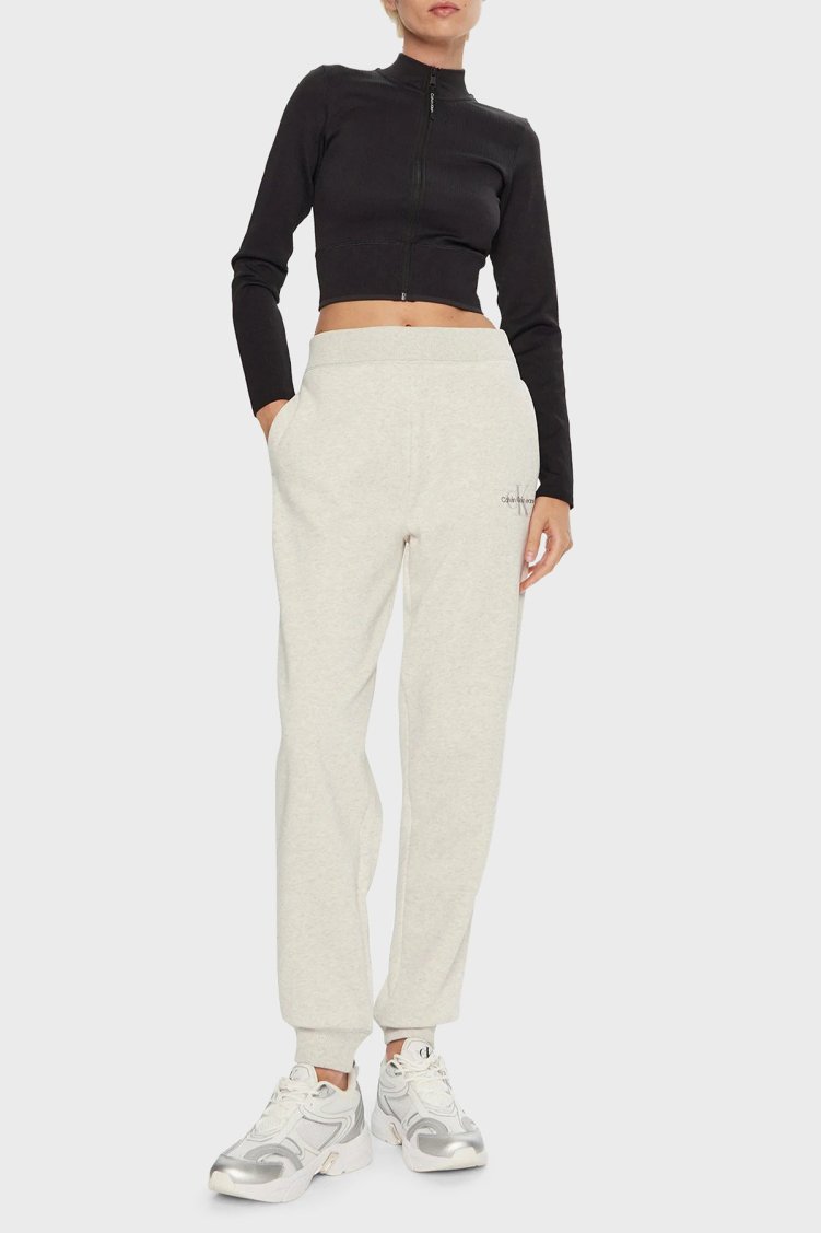Calvin Klein Pamuklu Relaxed Fit Yüksek Bel Lastikli Paça Jogger J20J223590P6G Kadın Pantolon J20J223590 P6G AÇIK GRİ - Calvin Klein (1)