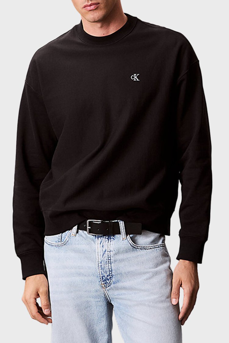 Calvin Klein Pamuklu Relaxed Fit Yuvarlak Yaka LV04RC277GUB1 Erkek Sweat LV04RC277G UB1 SİYAH - Calvin Klein