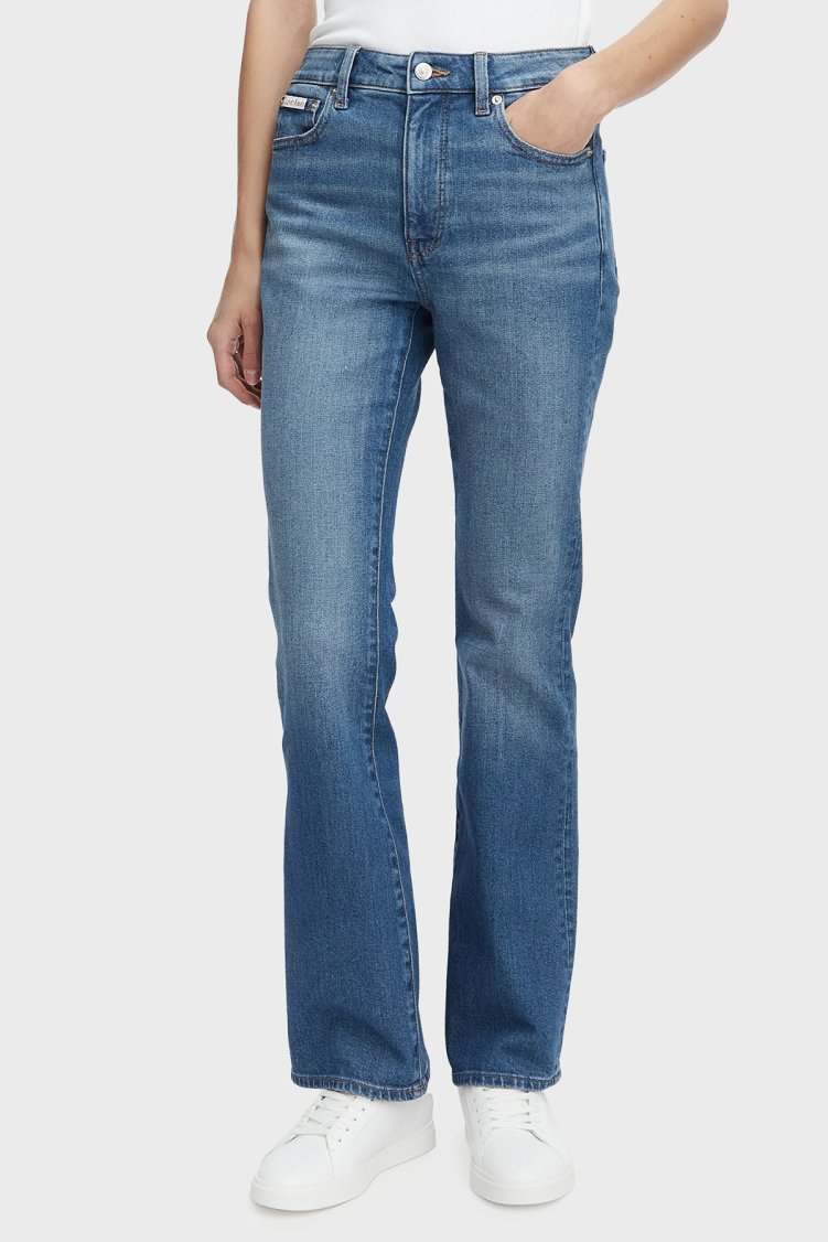 Calvin Klein Pamuklu Skinny Bootcut Fit Yüksek Bel Jeans LV047F666GQ0P Kadın Kot Pantolon LV047F666G Q0P MAVİ - Calvin Klein