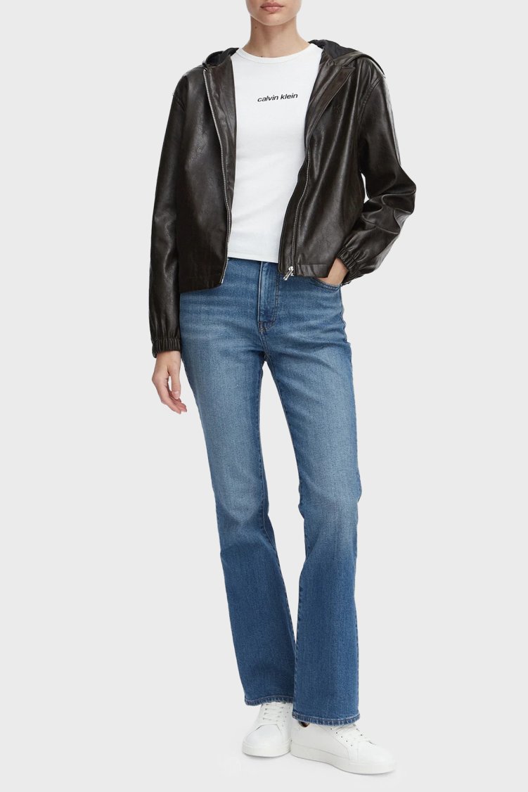 Calvin Klein Pamuklu Skinny Bootcut Fit Yüksek Bel Jeans LV047F666GQ0P Kadın Kot Pantolon LV047F666G Q0P MAVİ - Calvin Klein (1)
