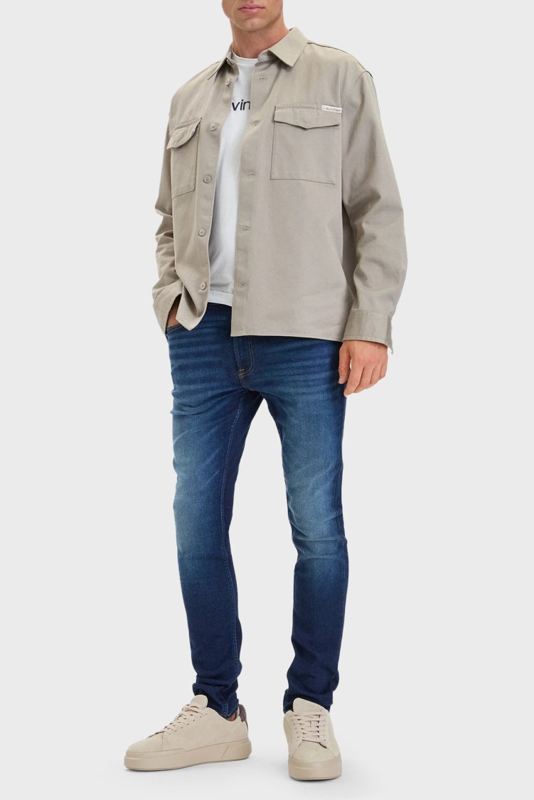 Calvin Klein Pamuklu Skinny Fit Dar Paça Jeans LV04RH754GEZS Erkek Kot Pantolon LV04RH754G EZS Lacivert - Calvin Klein (1)