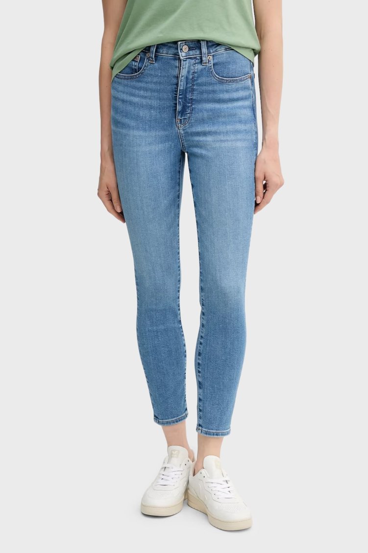 Calvin Klein Pamuklu Skinny Fit Yüksek Bel Dar Paça Jeans LV047B769GVRW Bayan Kot Pantolon LV047B769G VRW MAVİ - Calvin Klein