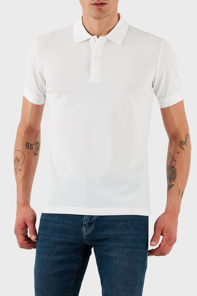 Calvin Klein Pamuklu Slim Fit Düğmeli K10K114484YAF Erkek Polo Yaka T Shirt K10K114484 YAF BEYAZ - Calvin Klein