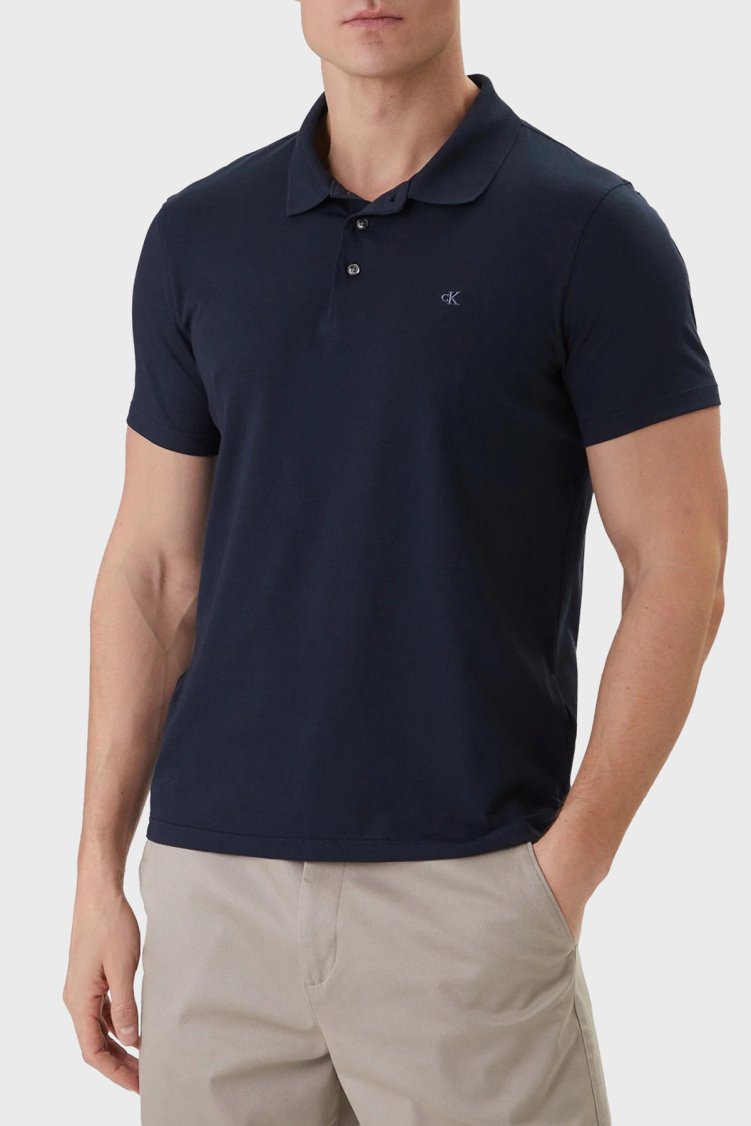 Calvin Klein Pamuklu Slim Fit Düğmeli LV04LF200GCEF Erkek Polo LV04LF200G CEF LACİVERT - Calvin Klein