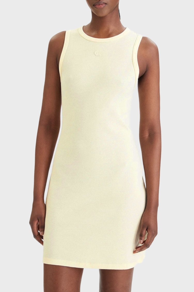 Calvin Klein Pamuklu Slim Fit Logolu Mini LV047F235GZRK Kadın Elbise LV047F235G ZRK SARI - Calvin Klein