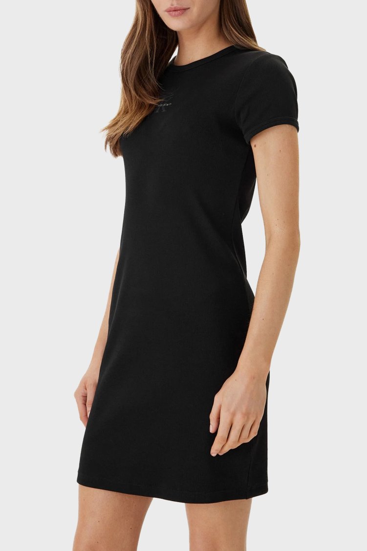 Calvin Klein Pamuklu Slim Fit Logolu Mini LV047F241GUB1 Kadın Elbise LV047F241G UB1 SİYAH - Calvin Klein