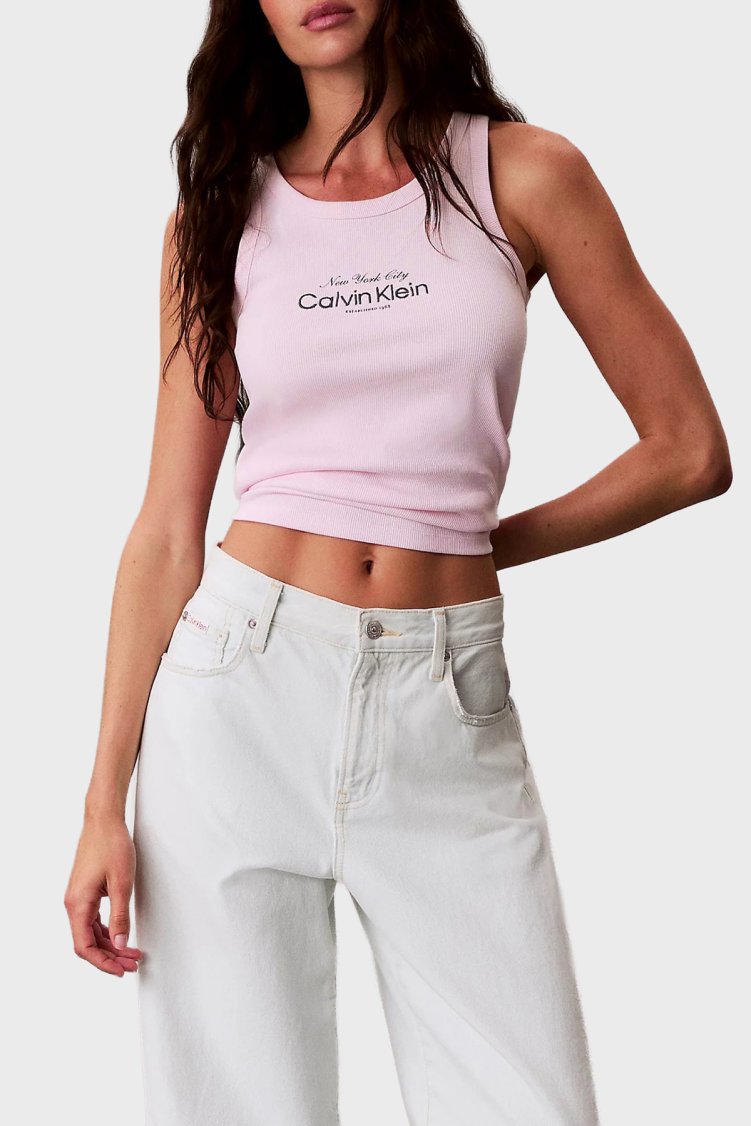 Calvin Klein Pamuklu Slim Fit Logolu Yuvarlak Yaka LV047F816G8Z6 Kadın Atlet LV047F816G 8Z6 PEMBE - Calvin Klein (1)