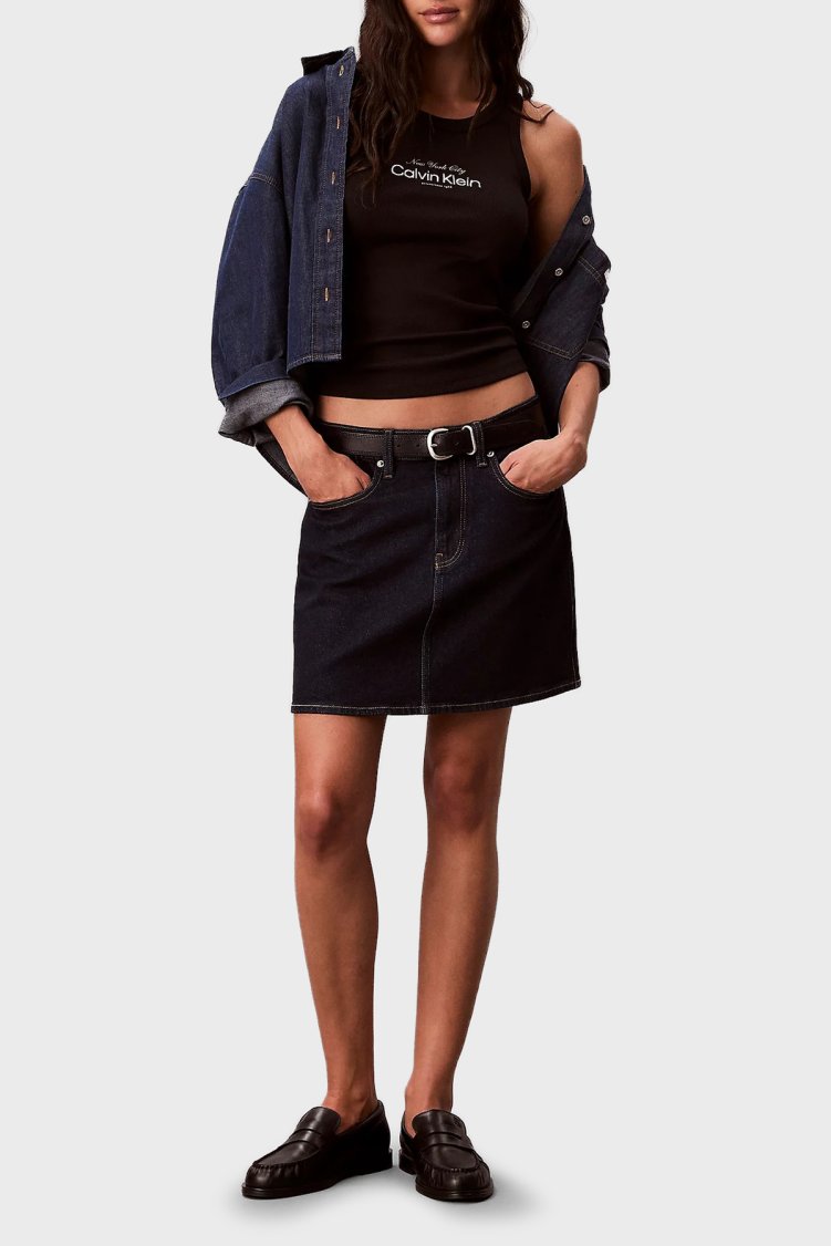 Calvin Klein Pamuklu Slim Fit Logolu Yuvarlak Yaka LV047F816GUB1 Kadın Atlet LV047F816G UB1 SİYAH - Calvin Klein (1)